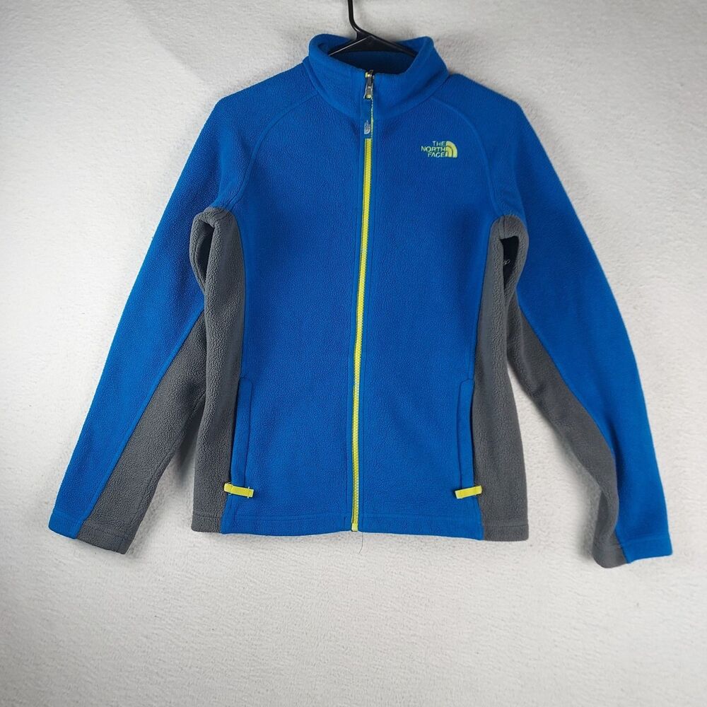 The North Face Fleece Jacket Kids 14/16 Blue Gray Full Zip Polyester Coat